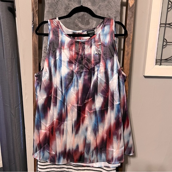TORRID Multi Tie-Dye Stripe Shine Gauze Swing Tank - Picture 5 of 6